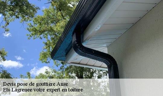 Devis pose de gouttière  anse-69480 Ets Lagrenee votre expert en toiture