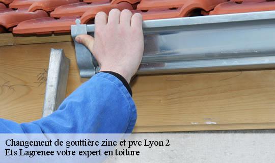 Changement de gouttière zinc et pvc  lyon-2-69002 Ets Lagrenee votre expert en toiture